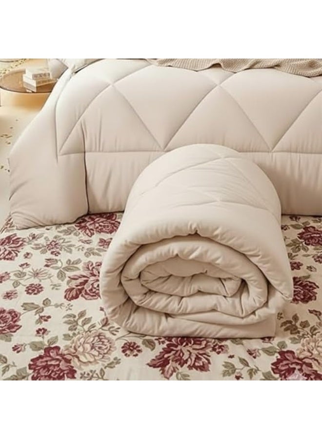 Luxury Turkish Fiber Comforter 400 Density | Soft and Durable Fabric Gives You Warmth and Comfort All Night | Winter and Summer Comforter for All Seasons | Elegant Grey Design | (beige, 180 * 220cm) - Image 3